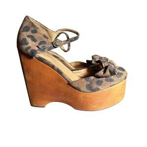 Leopard Print Platform Wedge Sandals